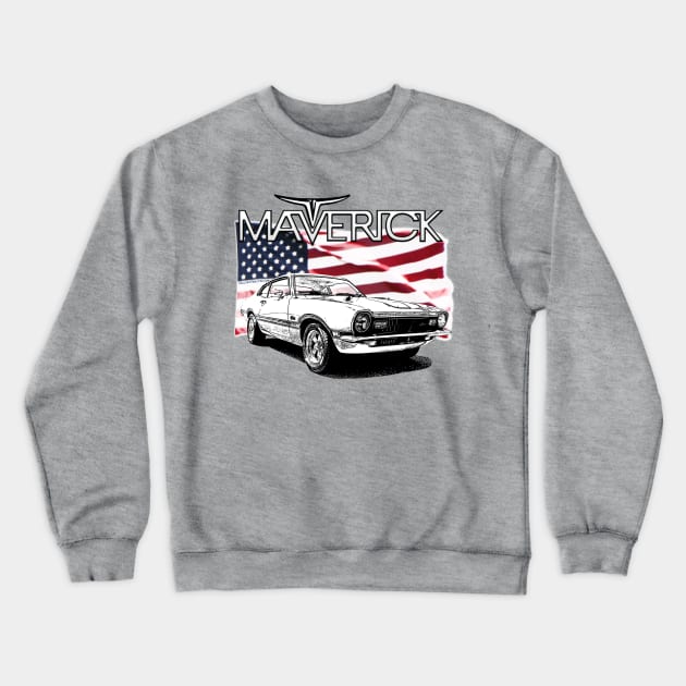 Maverick USA Muscle Car Crewneck Sweatshirt by CoolCarVideos